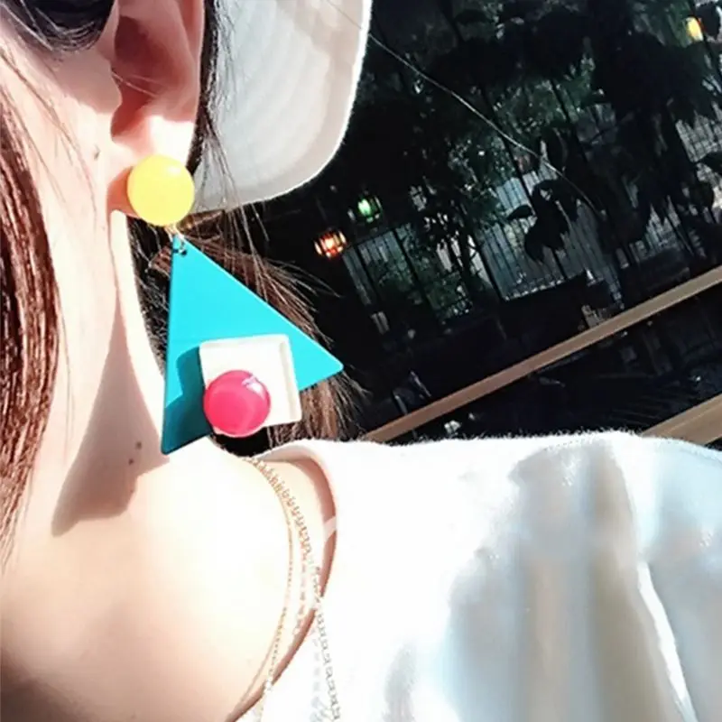

Colorful Geometric Metal Triangle Drop Earrings For Women Holiday Party Boucle D'oreille Gifts Jewelry