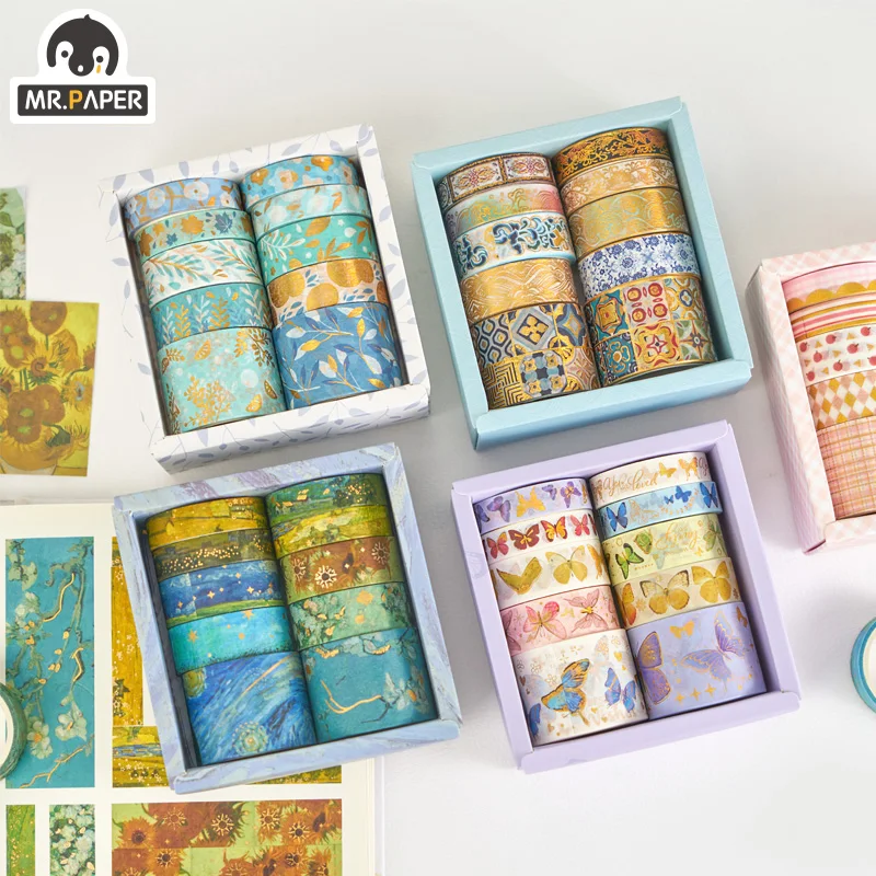 

Mr Paper 8 Design 10 Rolled In Tape Gift Box Splendid Huage Series Washi Tape Scrapbook DIY Decoration Creative Masking Tape