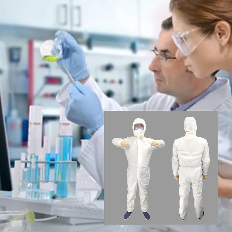 

1Set Breathable Coverall Hooded Protective Suit Gown Reusable Isolation Protective Clothing with Elastic Wristband
