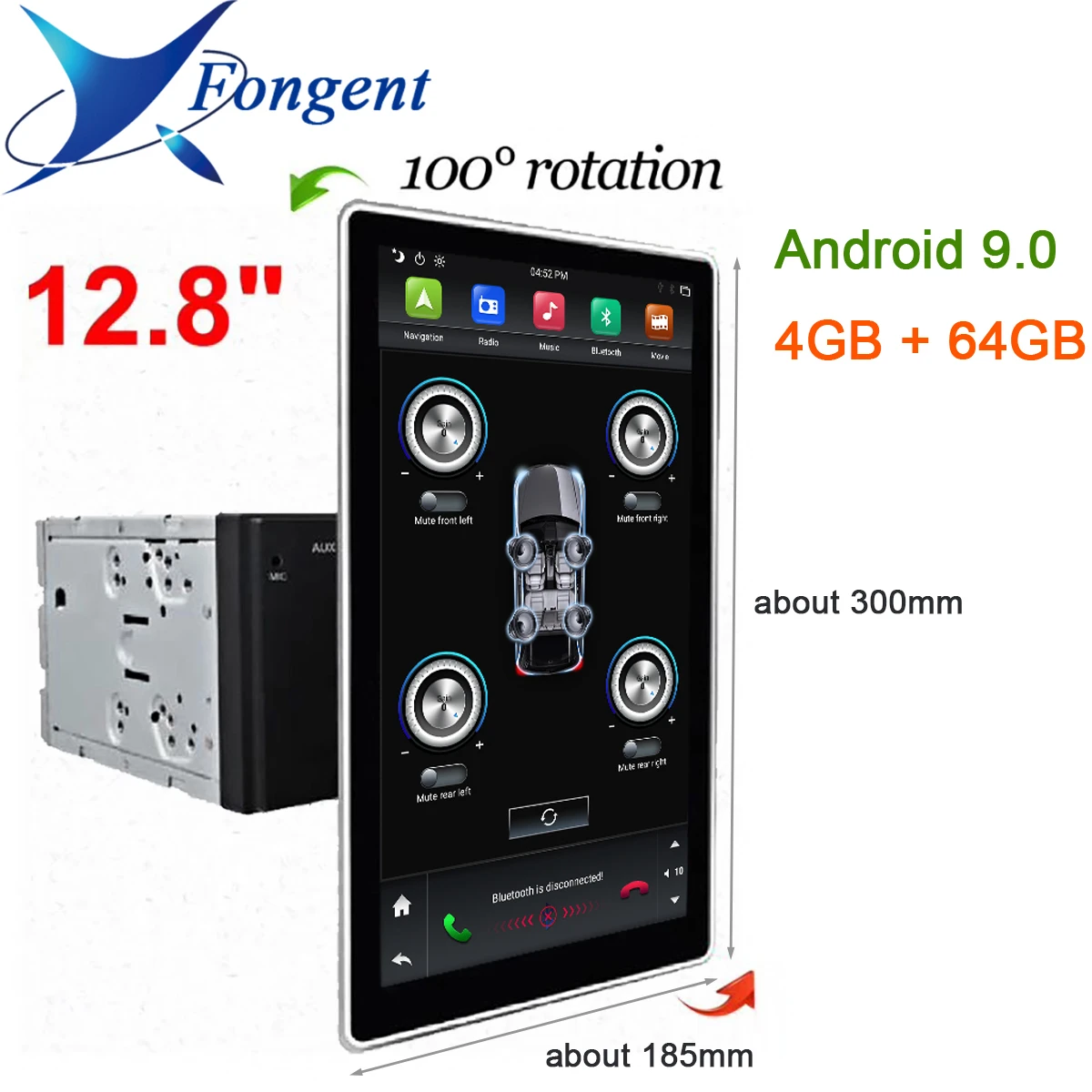 KD 1280 новая модель PX6 Android 9 0 блок 4 + 64 ГБ 100 угол вращения 12 8 дюймов Поддержка