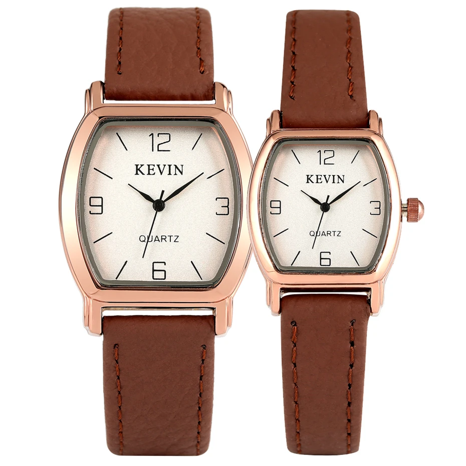 Классические Коричневые кожаные Наручные часы для пары мужчин и женщин