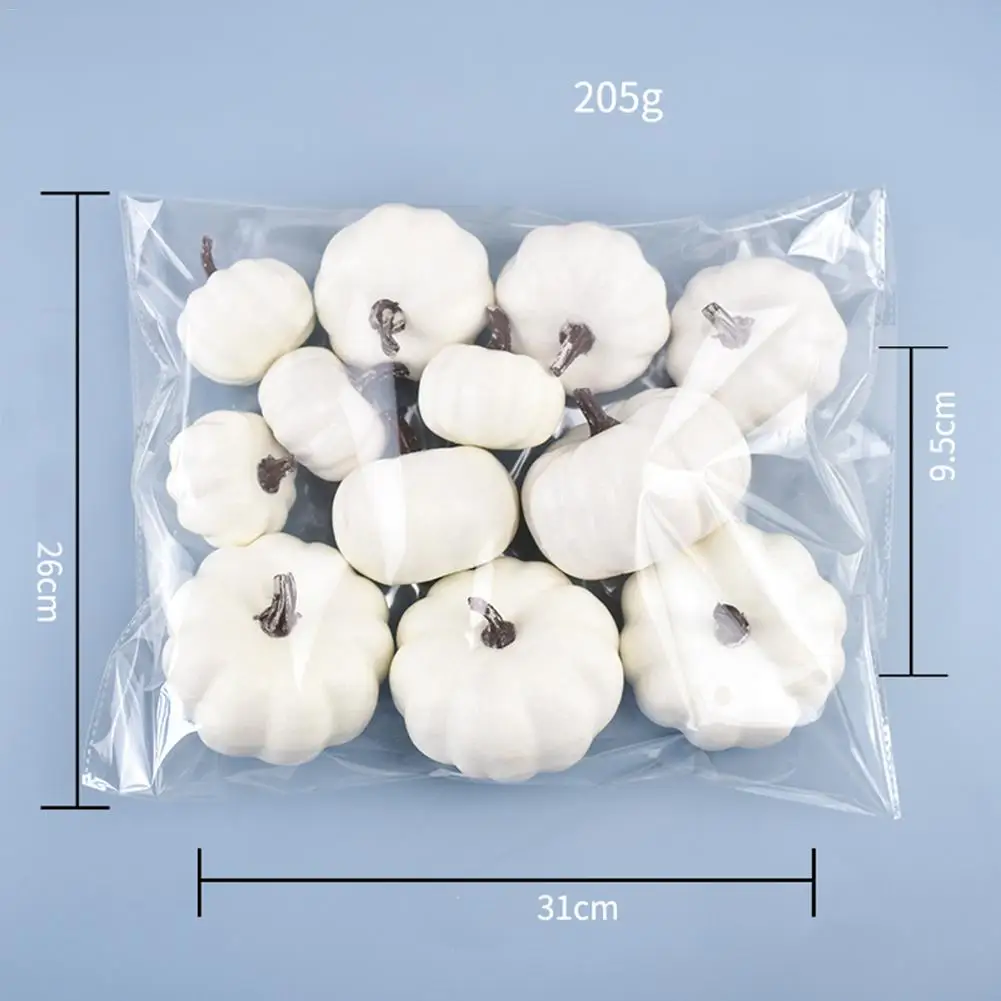 

12pcs Artificial White Pumpkin Decor Fake Decorative Small Pumpkins for Harvest Halloween Fall Thanksgiving Wedding Decoration