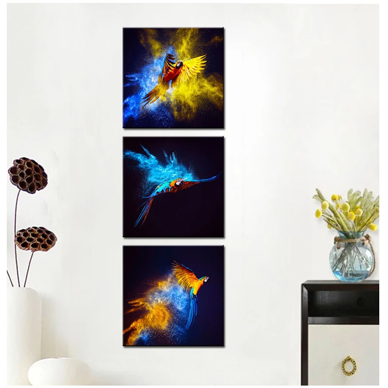 

Full square round drills Diy 3pcs Diamond painting Colorful Blue Bird 5d cross stitch kits mosaic picture of rhinestonesZP-1844