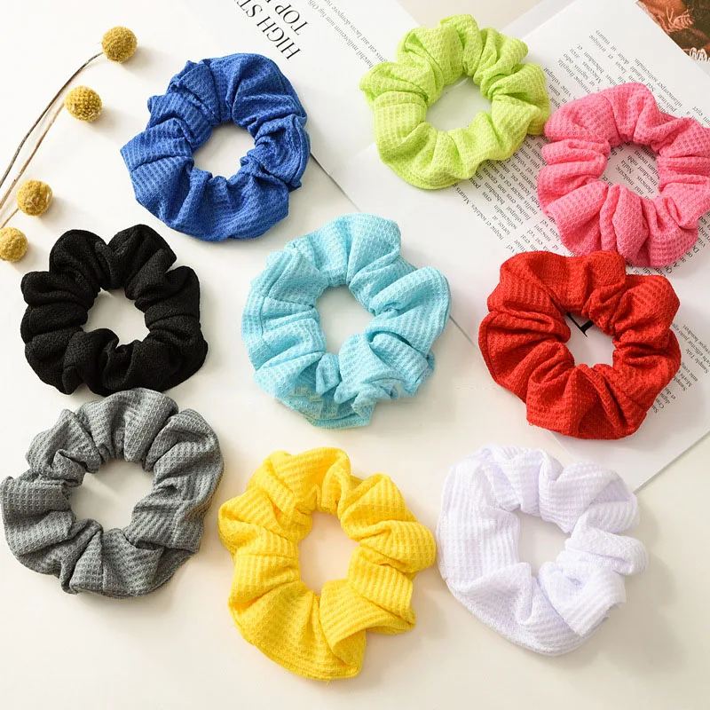 

18PC/lot Spring Summer Colorful Solid Streamers Cotton Hair Ponytail Holder Elastic Hair Bands For Lady Hair wholesale