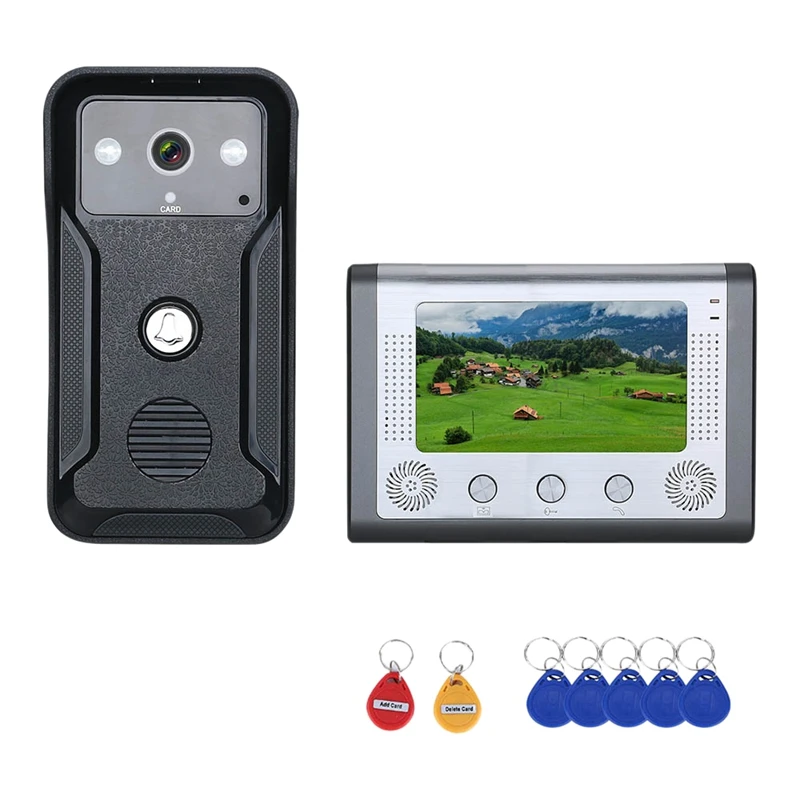 

Video Intercom Door Phone 7 Inch RFID System With HD Doorbell 1000TVL Camera US Plug