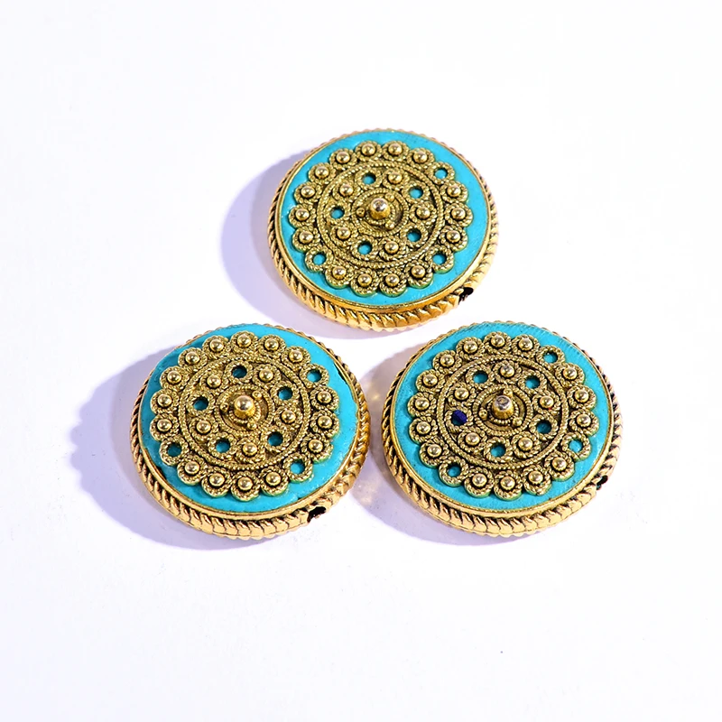 Индийские буддийский непальский бусины в стиле ретро металлический кулон 30 мм с 1