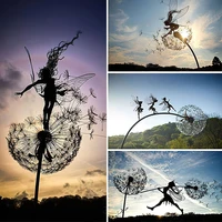 garden decorative stake fairies dandelions dance together metal garden yard art