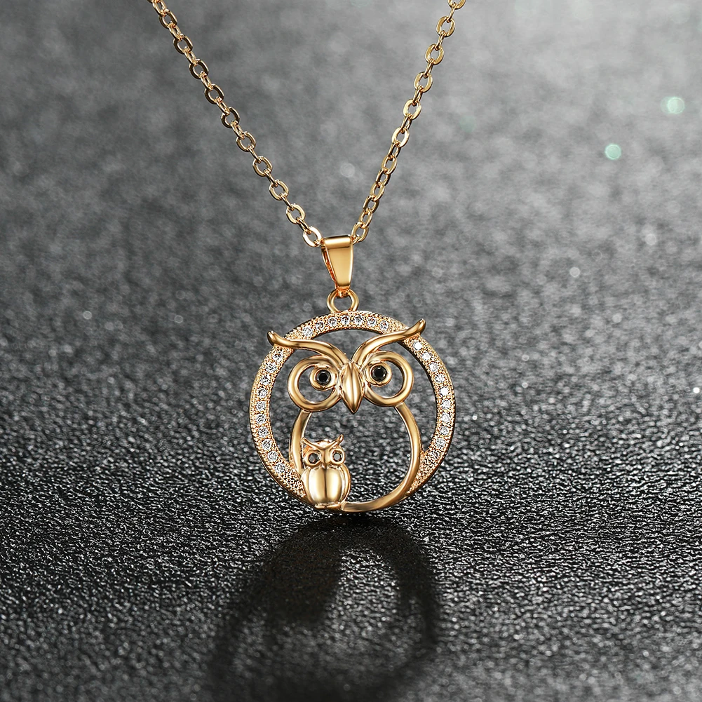 

Hollow Animal Owl Pendant Necklace For Women Gold Silver Rose Gold Color Chain Necklaces Creative Cute Christmas Jewelry Gift