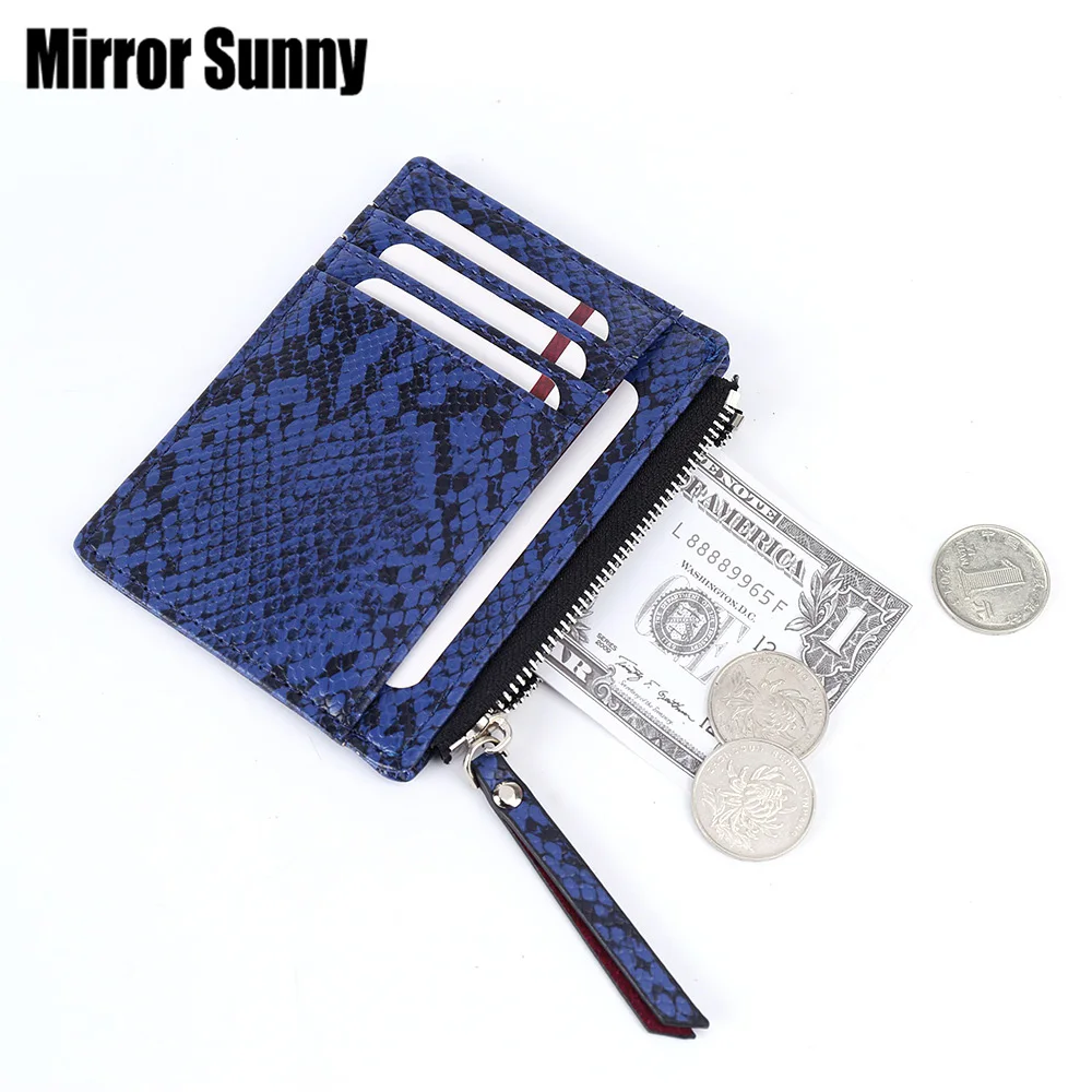 Женская сумка для карт на молнии популярный кошелек монет со змеиным узором