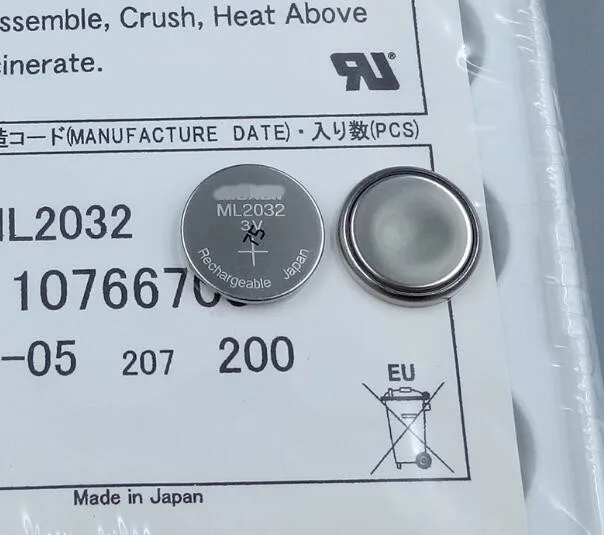 10 шт./лот 3 в батарейка таблетка 2032 ML2032 перезаряжаемая CMOS BIOS RTC резервная