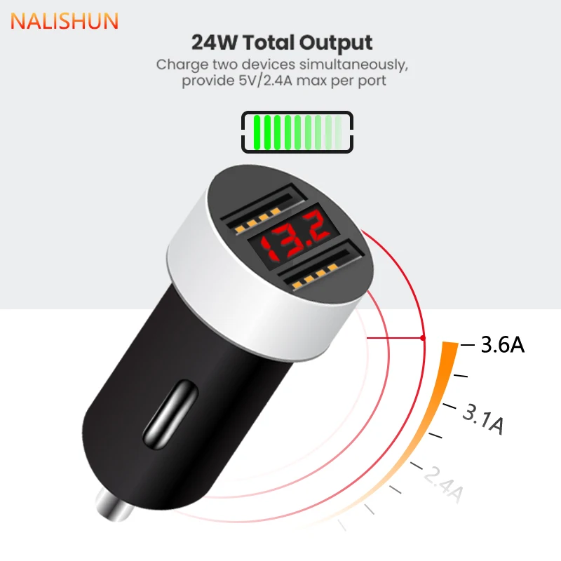 3.1A LED дисплей двойной USB Автомобильное зарядное устройство Универсальный