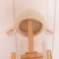 original handmade cute lolita lamb ears beret milk white lambswool all matching hat