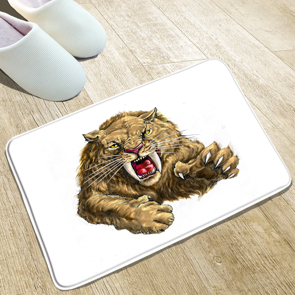

Animal Print Bathroom Mat Lion Beauty And The Beast Entrance Front Hall Welcome Rugs Home Decor Supplies Non-Slip Carpet Flannel