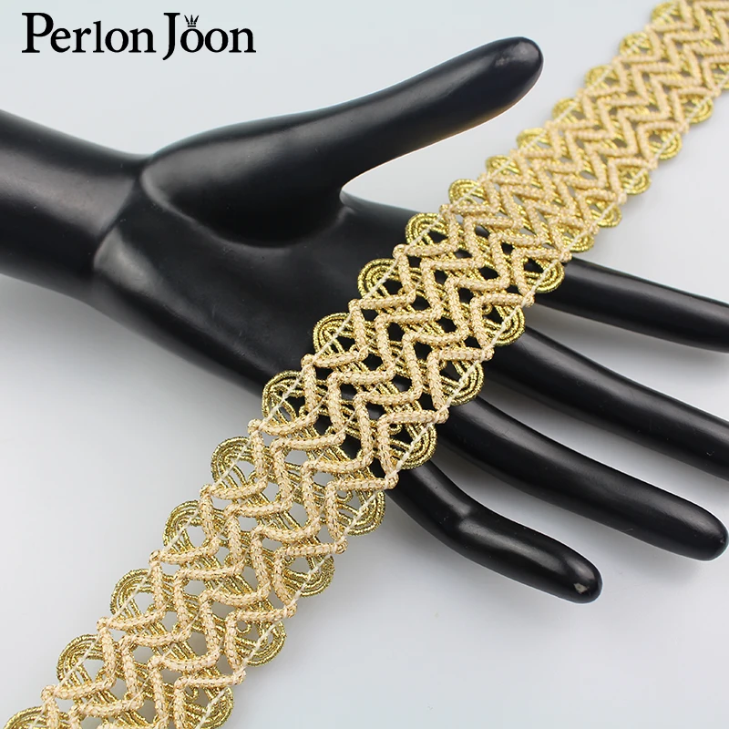 10 ярдов 3 см Новый Золотой полиэстер волна лямки одежда сумка обувь декоративные