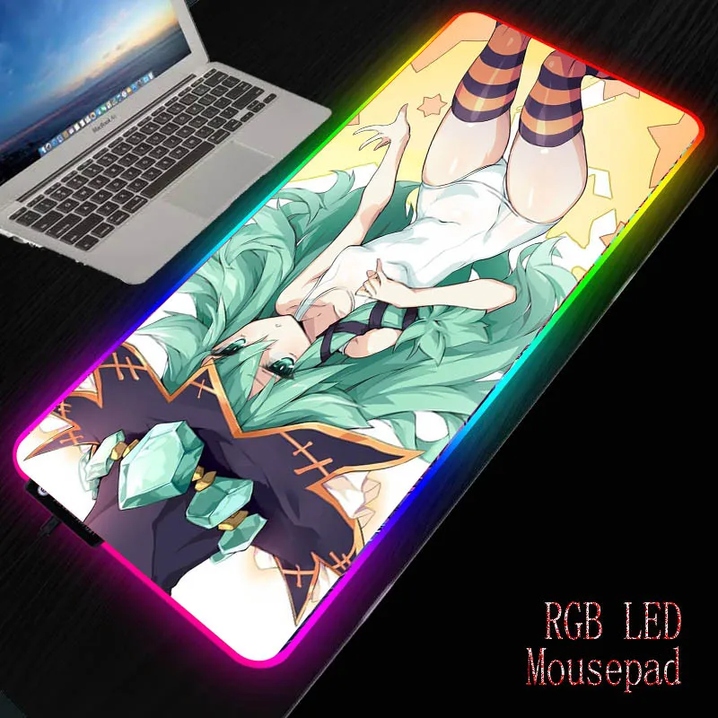 

MRGBEST Anime Girl Large LED Light RGB Waterproof Gaming Mouse Pad USB Wired Mousepad 7 Dazzle Colors for Computer PC