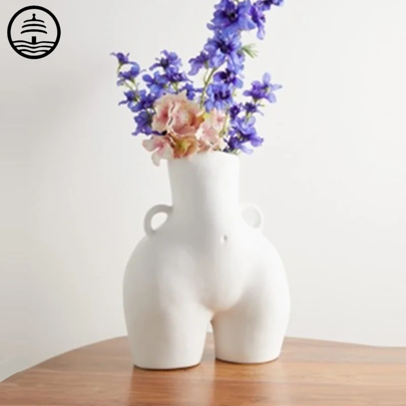 

Bao Guang Ta Creative Resin Body Art Vase Nordic Style Living Room Bedroom Flower Arrangement Flower Pot Home Decor Statue A2640