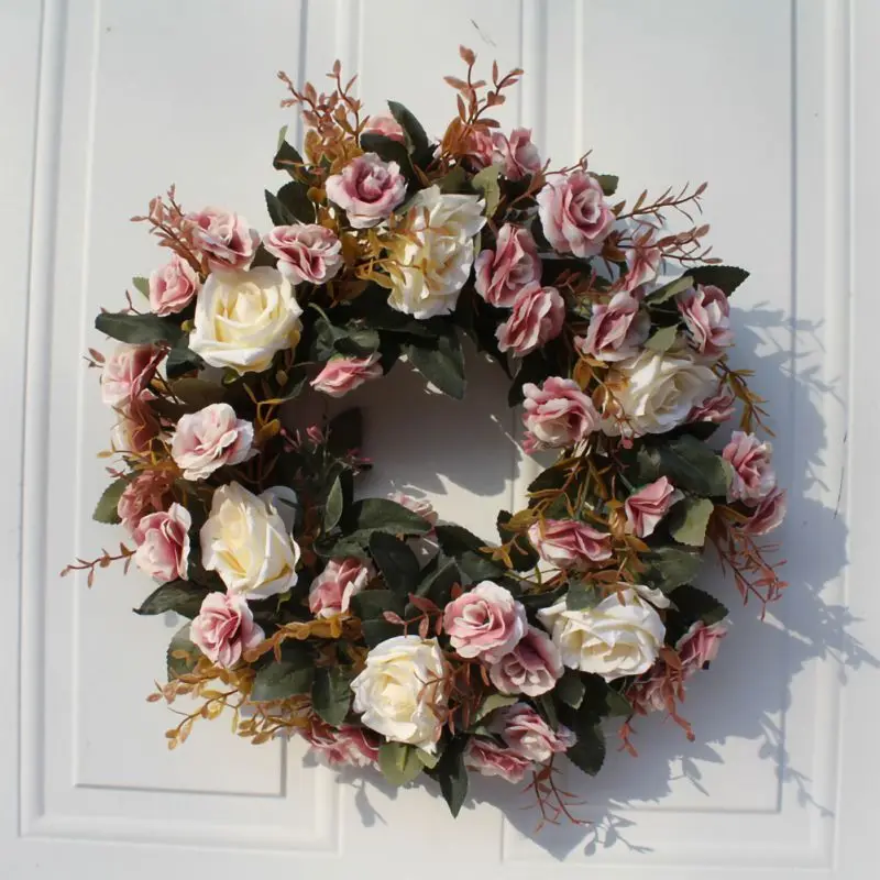 

Wreath Round Garland Ring Warm Romantic Party Decoration Garland Hot Wedding Party Home Decoration Artificial Rose Flower