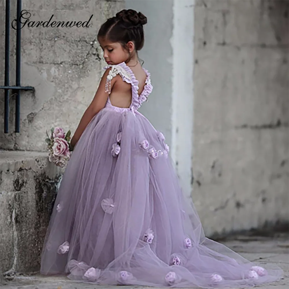 New Flower Girl Dresses Blush Pink First Communion Gowns For Girls Ball Gown Cloud Beaded Pageant Vestido De Daminha | Свадьбы и
