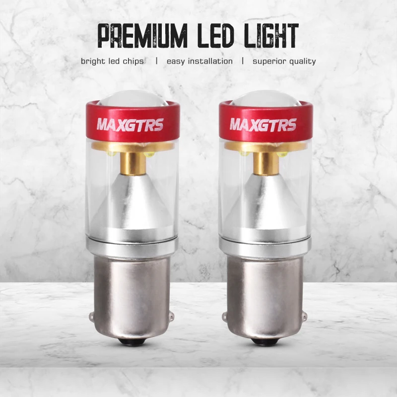 MAXGTRS 2x1156 светодиодный BA15S P21W S25 светодиодный чипы 6000K белый красный желтый тормозной задний фонарь задний стоп-сигнал DRL Автомобильный задний фонарь