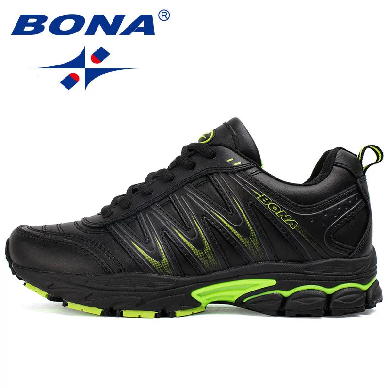 Green Black BONA/Новинка; популярный стиль; Zapatos de mujer; женская прогулочная обувь; спортивная обувь; Уличная обувь для бега; спортивная обувь; удобные кроссовки для женщин - Цвет: Green Black