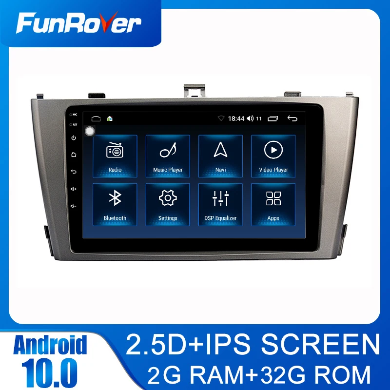 FUNROVER Android 10 0 2 din dvd для Toyota Avensis T25 2008 2015 автомобильное радио мультимедиа видео