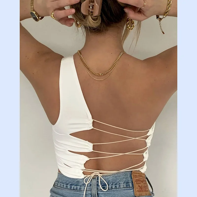 

2020 Summer New Women's Sexy Strappy Halter One-shoulder Slim Nightclub Queen Vest Female For Ladies' Tank Tops