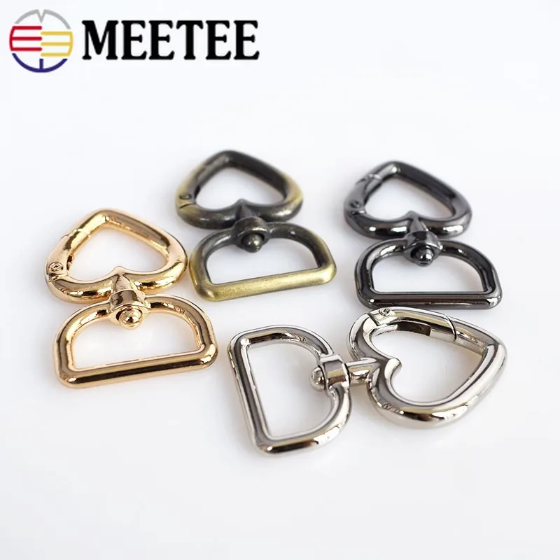 Металлические пряжки в форме сердца для сумок ремешков застежек брелоков