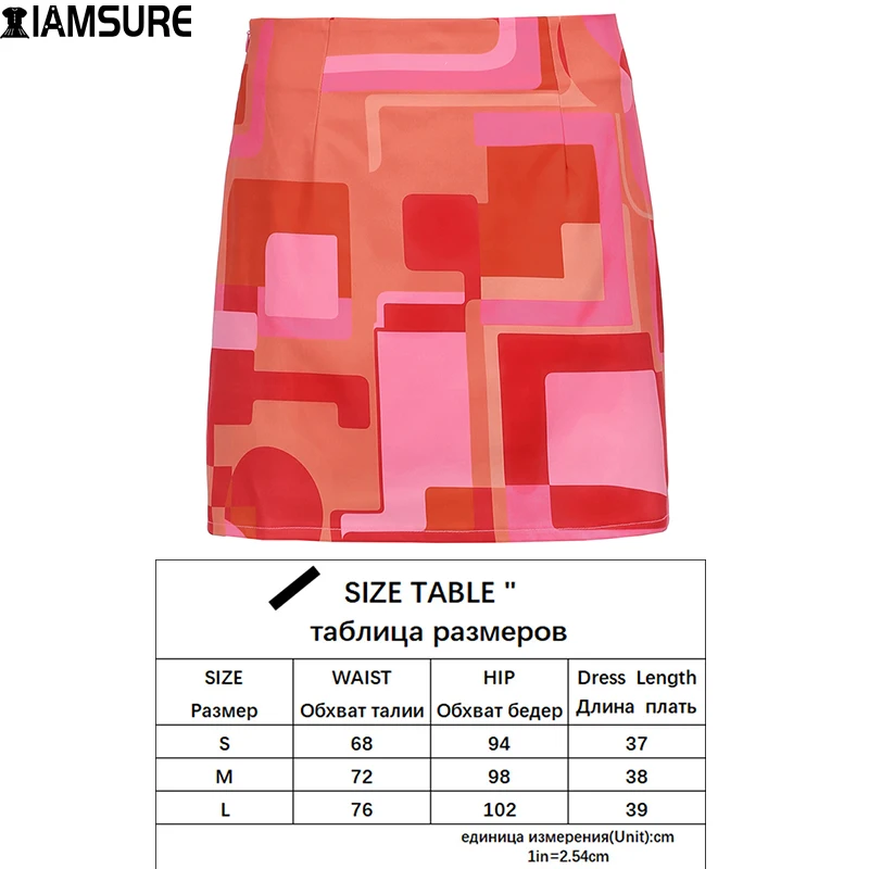 

IAMSURE Geometric Printed Mini Skirts Y2K Aesthetic Sexy Slim High-Waisted Skirt Women 2021 Fashion Casual Streetwear Sweet 90S