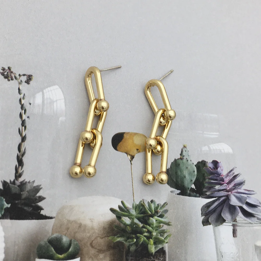 Серьги U форма геометрический золотистый свисающие серьги-капли для женщин