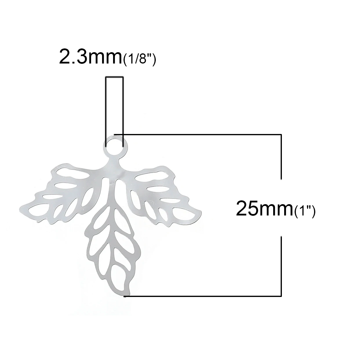 DoreenBeads филигранная нержавеющая сталь очарование подвески лист серебряный цвет