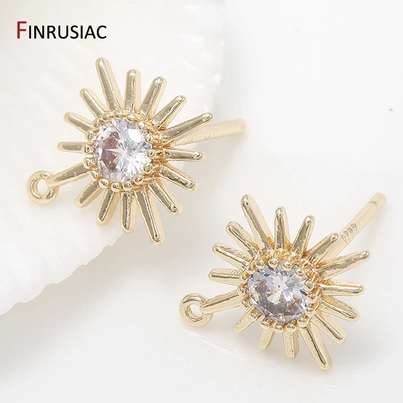 14K золотые серьги принадлежности для изготовления новая мода циркониевые цветы