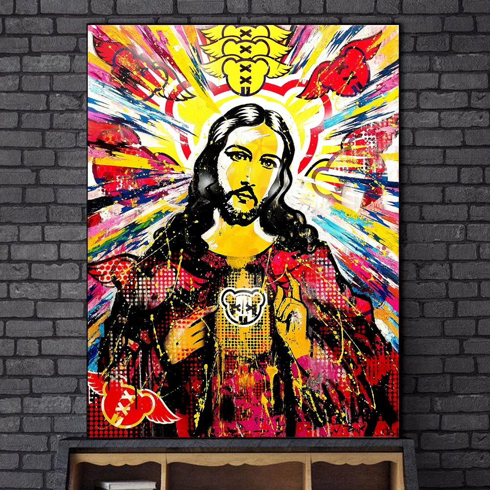 

Abstract Graffiti Jesus Canvas Paintings On The Wall Art Posters And Prints Graffiti Religion Canvas Picture Home Wall Decor