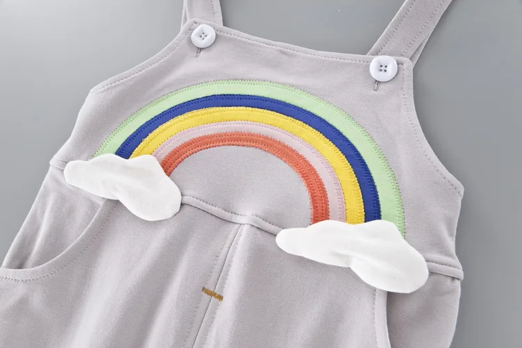 

Toddler Kids Boy Clothes Summer Children Clothes Set Shirt+Rainbow Overall 2PCS Baby Boy Outfit Gentleman Party Baby Costum Suit