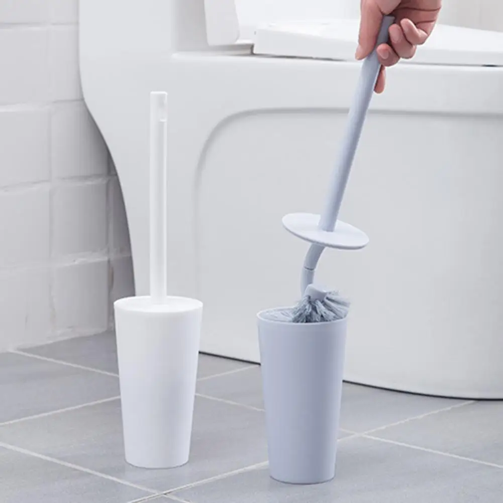 

50% Dropshipping!!1 Set Toilet Brush Simple with Baffle Bathroom Accessories Soft Bristles Restroom Brush for Home