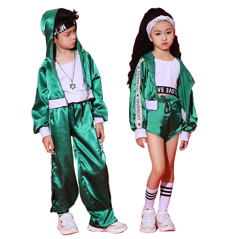 Детские костюмы на день для мальчиков и девочек хип-хоп джаз танец сплошной цвет