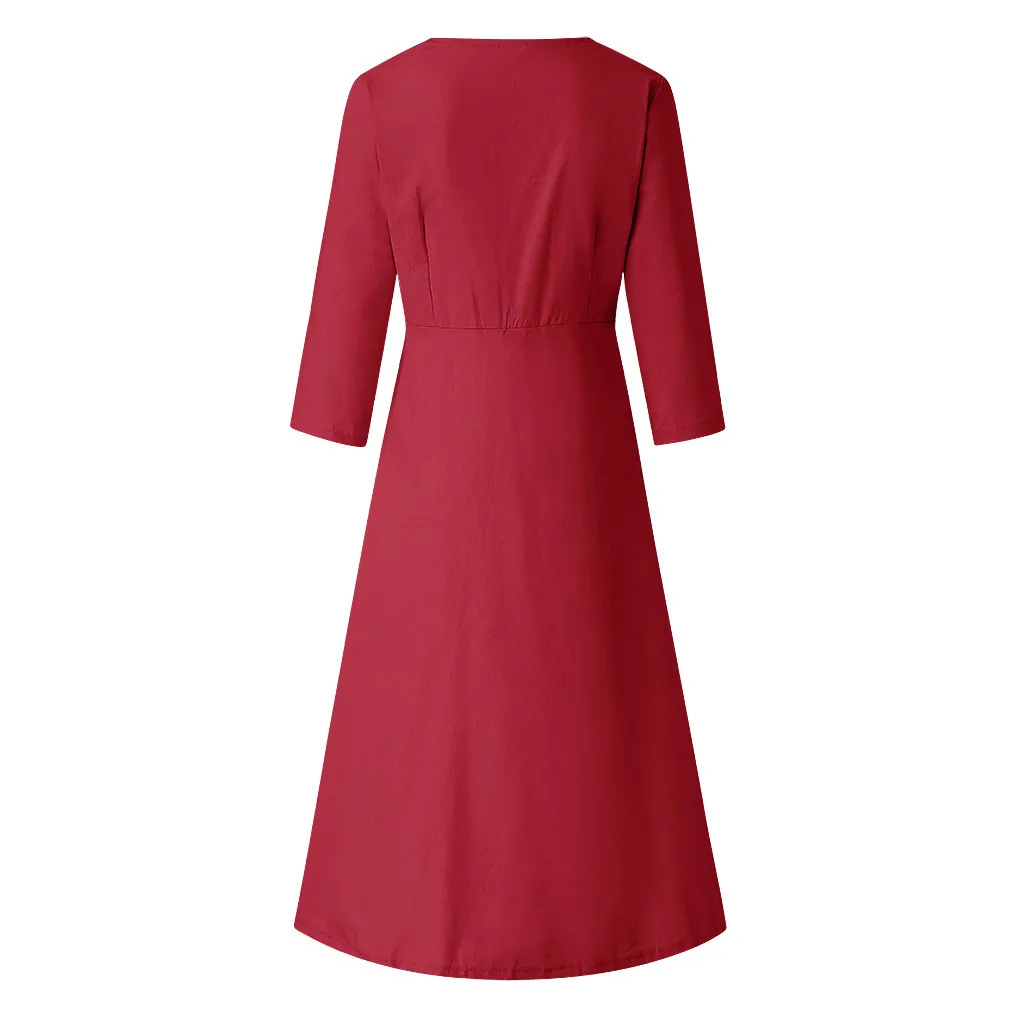 

Dress women summer slim beach dressWomen's Summer Casual 3/4 Sleeve V Neck Party Dresses Swing Dress 2021