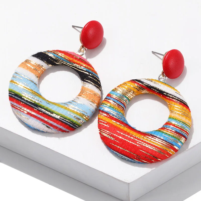 Bohemian Ethni Colorful Fabric Earring Retro Exaggerated Hollow Creative Women Handmade Vintage Statement Drop Earrings | Украшения и
