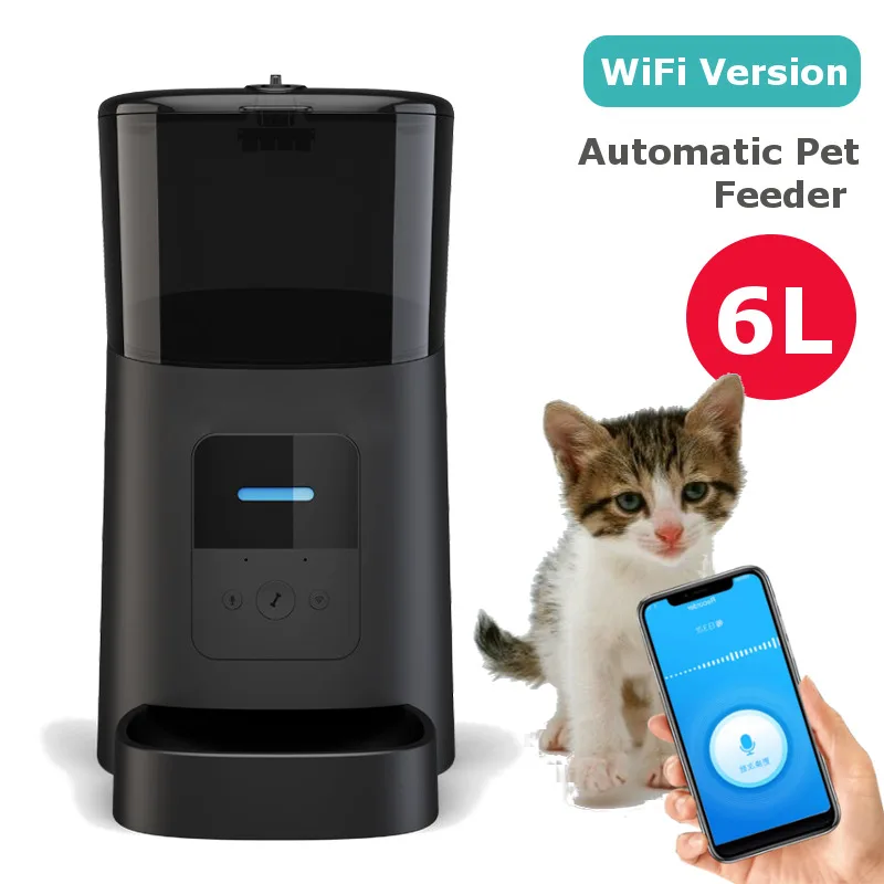 

6L Wi-Fi версии автоматические кормушки для домашних животных для кошек, интеллектуальное голосовое Регистраторы приложение Управление тайме...