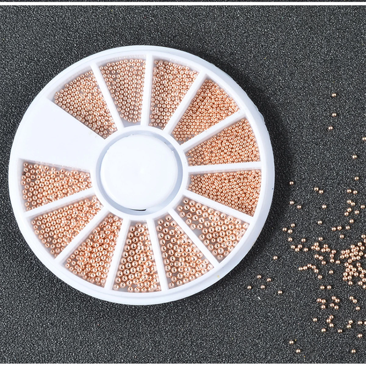 Набор украшений для ногтей розовое золото мини-икра бусин разные размеры круглые