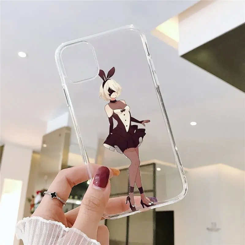 

Anime Nier Automata 2b Phone Case Transparent for iPhone 11 12 mini pro XS MAX 8 7 6 6S Plus X 5S SE 2020 XR