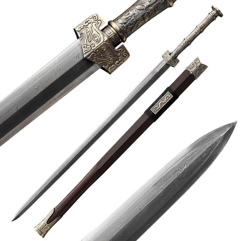 

Real-Sword Traditional Chinese Sword Hand Folding Forging Damacus Steel Full Tang Blade Sharp Edge Home decor
