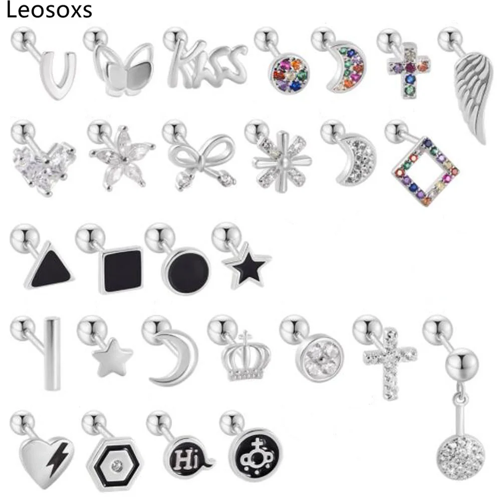 

Серьги Leosoxs из серебра 925 пробы с фианитом, серьги в виде цветка, Креста, крыла, ювелирные изделия для пирсинга, новинка, 1 пара