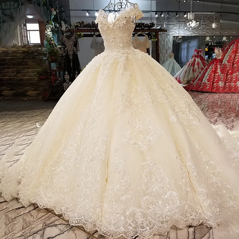 LS01266 свадебное платьеблестящие блестками платье с 3d цветами o рукава шеи