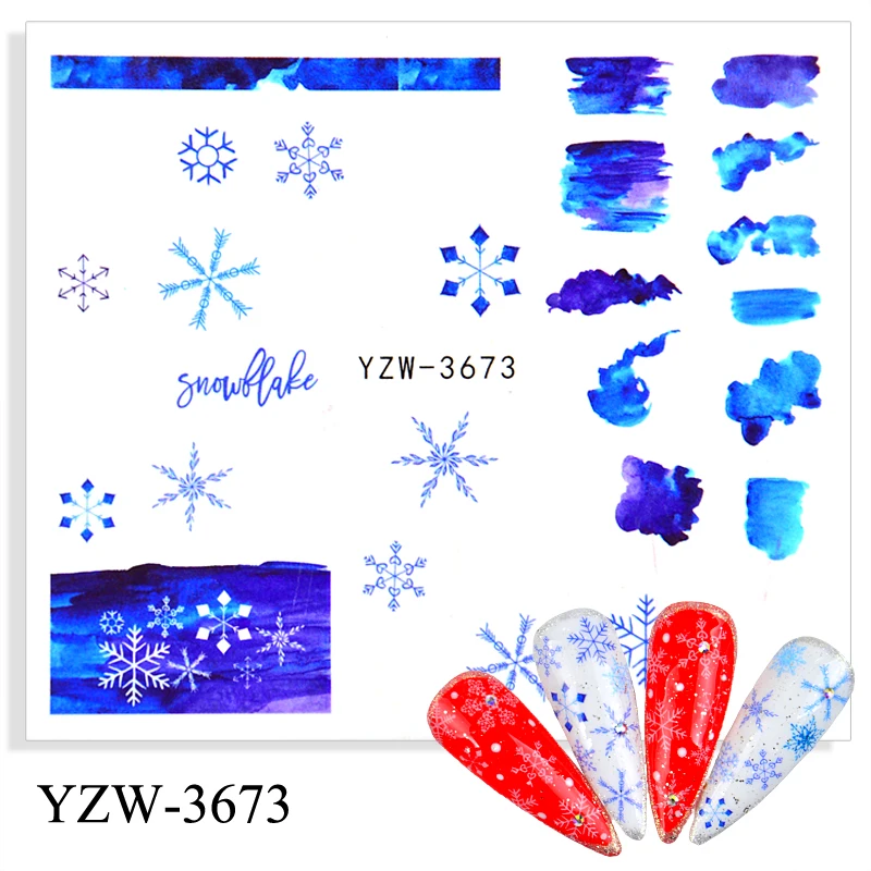 

1pc Gold Silver Christmas Snowflake Nail Polish Stickers Winter Nail Art Decals Water Transfer Manicure Accesoires