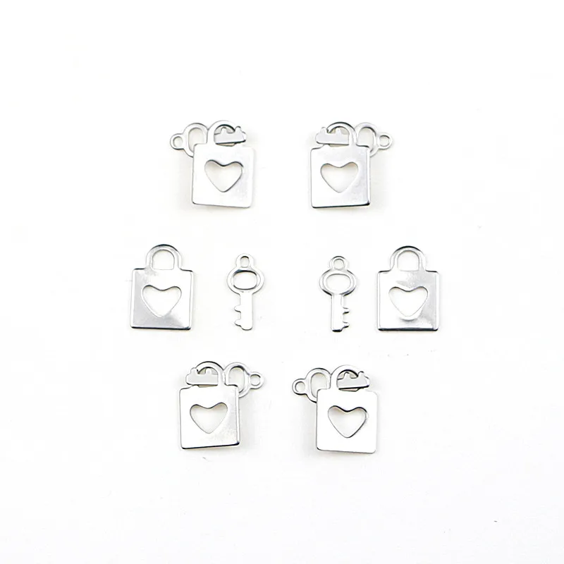 10 шт./лот маленький кулон в виде ключа из нержавеющей стали форме сердца DIY
