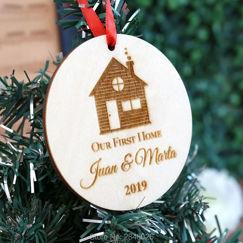 Индивидуальный деревянный наш первый семейный Рождественский орнамент