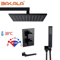 BAKALA Black Brass Thermostatic Faucets Bathroom Faucet Set Thermostatic Mix Valve With 8 10 12 Inch Rainfull Shower Head