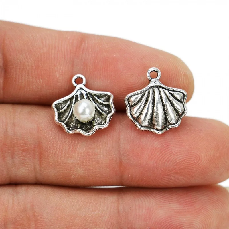 10/20 шт. Сделай Сам античный серебряный жемчуг в Ракушке ракушки Подвески морские