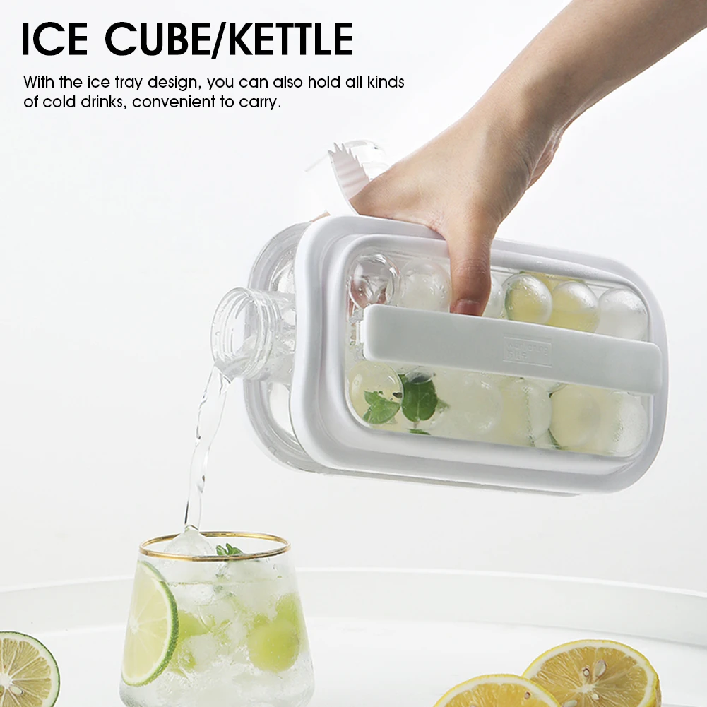 

17 Ice Ball Makers Kettle 2 In 1 Ice Ball Mold Bottle Ice Cube Tray with Screw Lid Easy Release Flat Body for Whisky Beer Party