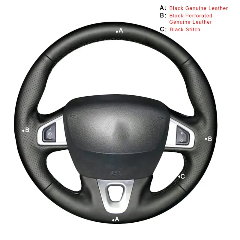 Genuine Leather Автомобильная оплетка на руле для Renault Megane 2008- Fluence(ZE) 2010- Kangoo- авточехлы Стайлинг - Название цвета: Genuine Leather